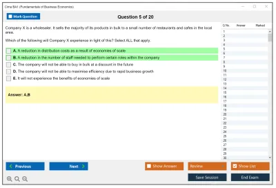 Cima BA1 Fundamentals of Business Economics Practice test exam simulator test engine exam Prep practice test questions answers Image 5