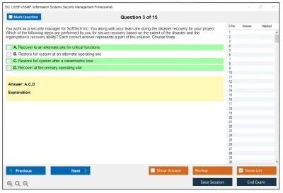 ISC2 CISSP-ISSMP Information Systems Security Management Professional Practice test exam simulator test engine exam Prep practice test questions answers Image 3