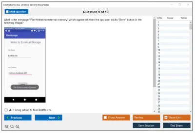 Android AND-802 Android Security Essentials Practice test exam simulator test engine exam Prep practice test questions answers Image 9