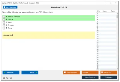 McAfee MA0-100 Certified McAfee Security Specialist - ePO Practice test exam simulator test engine exam Prep practice test questions answers Image 2