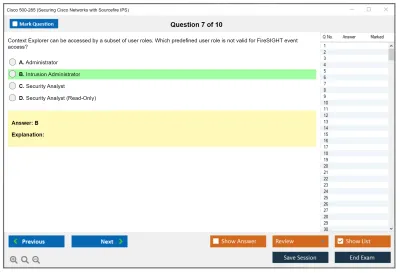 Cisco 500-285 Securing Cisco Networks with Sourcefire IPS Practice test exam simulator test engine exam Prep practice test questions answers Image 7