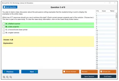 Microsoft 62-193 Technology Literacy for Educators Practice test exam simulator test engine exam Prep practice test questions answers Image 3
