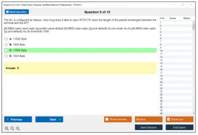Huawei H12-322 Huawei Certified ICT Professional - Wireless Local Area Network- Planning and Optimizing Enterprise WLAN Practice test exam simulator test engine exam Prep practice test questions answers Image 9