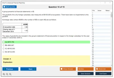 Cima F2 F2 - Advanced Financial Reporting Practice test exam simulator test engine exam Prep practice test questions answers Image 10