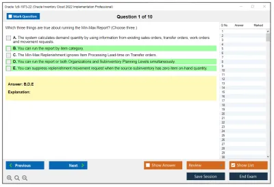 Oracle 1z0-1073-22 Oracle Inventory Cloud 2022 Implementation Professional Practice test exam simulator test engine exam Prep practice test questions answers Image 1