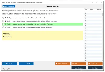 Oracle 1z0-1085-20 Oracle Cloud Infrastructure Foundations 2020 Associate Practice test exam simulator test engine exam Prep practice test questions answers Image 9