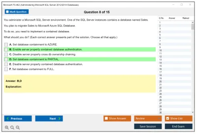 Microsoft 70-462 Administering Microsoft SQL Server 2012/2014 Databases Practice test exam simulator test engine exam Prep practice test questions answers Image 8