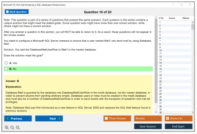 Microsoft 70-764 Administering a SQL Database Infrastructure Practice test exam simulator test engine exam Prep practice test questions answers Image 16