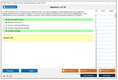 CWNP PW0-071 Certified Wireless Technology Specialist - Sales Practice test exam simulator test engine exam Prep practice test questions answers Image 3