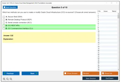 Oracle 1z0-1105-22 Oracle Cloud Data Management 2022 Foundations Associate Practice test exam simulator test engine exam Prep practice test questions answers Image 5