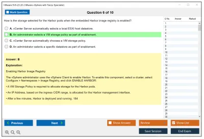 VMware 5V0-23.20 VMware vSphere with Tanzu Specialist Practice test exam simulator test engine exam Prep practice test questions answers Image 6