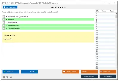 SAP C_TS414_2021 SAP Certified Application AssociateSAP S/4HANA Quality Management Practice test exam simulator test engine exam Prep practice test questions answers Image 4