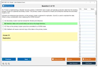 EMC DEE-1421 Expert - Isilon Solutions Exam Practice test exam simulator test engine exam Prep practice test questions answers Image 3