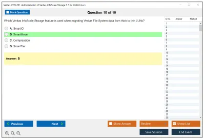 Veritas VCS-261 Administration of Veritas InfoScale Storage 7.3 for UNIX/Linux Practice test exam simulator test engine exam Prep practice test questions answers Image 10
