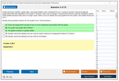 Oracle 1z0-1046-22 Oracle Global Human Resources Cloud 2022 Implementation Professional Practice test exam simulator test engine exam Prep practice test questions answers Image 3