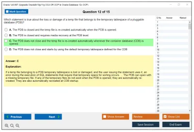 Oracle 1z0-067 Upgrade Oracle9i/10g/11g OCA OR OCP to Oracle Database 12c OCP Practice test exam simulator test engine exam Prep practice test questions answers Image 12