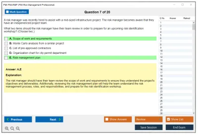 PMI PMI-RMP PMI Risk Management Professional (PMI-RMP) Exam Practice test exam simulator test engine exam Prep practice test questions answers Image 7