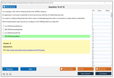 Microsoft 70-466 Implementing Data Models and Reports with Microsoft SQL Server 2014 Practice test exam simulator test engine exam Prep practice test questions answers Image 10