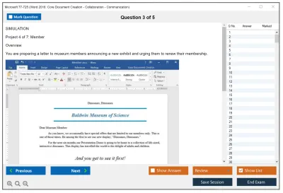 Microsoft 77-725 Microsoft Word 2016 Core: Document Creation, Collaboration and Communication (MOS) Practice test exam simulator test engine exam Prep practice test questions answers Image 3