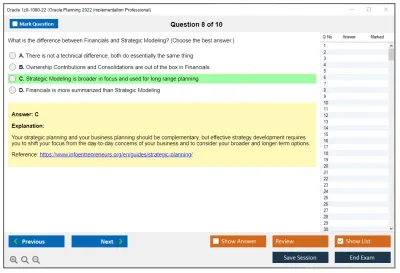 Oracle 1z0-1080-22 Oracle Planning 2022 Implementation Professional Practice test exam simulator test engine exam Prep practice test questions answers Image 8