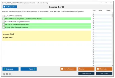 SAP C_ARSOR_2202 SAP Certified Application Associate - SAP Ariba Sourcing Practice test exam simulator test engine exam Prep practice test questions answers Image 4