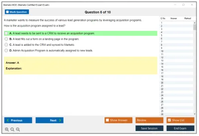 Marketo MCE Marketo Certified Expert Exam Practice test exam simulator test engine exam Prep practice test questions answers Image 6