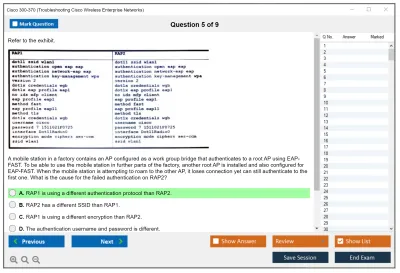 Cisco 300-370 Troubleshooting Cisco Wireless Enterprise Networks Practice test exam simulator test engine exam Prep practice test questions answers Image 5