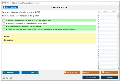 SAP C_THINK1_02 SAP Certified Associate - Design Thinking Practice test exam simulator test engine exam Prep practice test questions answers Image 3