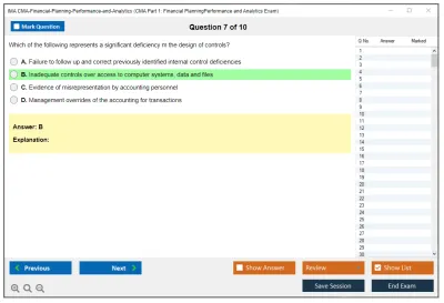 IMA CMA-Financial-Planning-Performance-and-Analytics CMA Part 1: Financial Planning - Performance and Analytics Exam Practice test exam simulator test engine exam Prep practice test questions answers Image 7