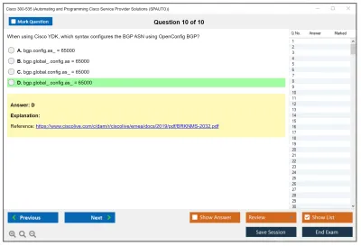 Cisco 300-535 Automating and Programming Cisco Service Provider Solutions (300-535 SPAUTO) Practice test exam simulator test engine exam Prep practice test questions answers Image 10