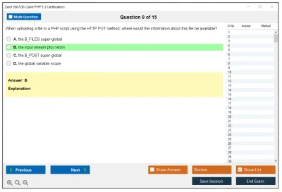 Zend 200-530 Zend PHP 5.3 Certification Practice test exam simulator test engine exam Prep practice test questions answers Image 9