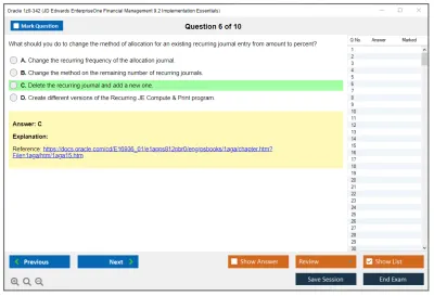 Oracle 1z0-342 JD Edwards EnterpriseOne Financial Management 9.2 Implementation Essentials Practice test exam simulator test engine exam Prep practice test questions answers Image 6
