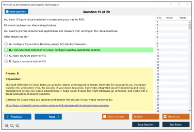 Microsoft AZ-500 Microsoft Azure Security Technologies Practice test exam simulator test engine exam Prep practice test questions answers Image 16