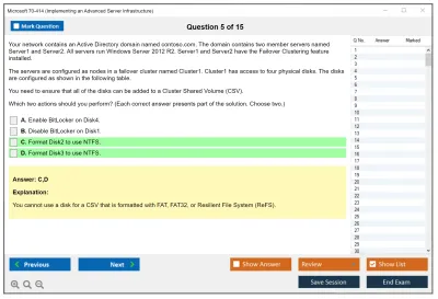 Microsoft 70-414 Implementing an Advanced Server Infrastructure Practice test exam simulator test engine exam Prep practice test questions answers Image 5