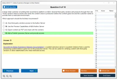 Adobe AD0-E117 Adobe Experience Manager Architect Master Practice test exam simulator test engine exam Prep practice test questions answers Image 9