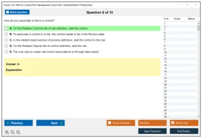 Oracle 1z0-1058-22 Oracle Risk Management Cloud 2022 Implementation Professional Practice test exam simulator test engine exam Prep practice test questions answers Image 8