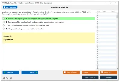 AAFM GLO_CWM_LVL_1 Chartered Wealth Manager (CWM) Global Examination Practice test exam simulator test engine exam Prep practice test questions answers Image 20