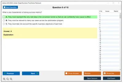 Adobe AD5-E809 Adobe Target Business Practitioner Renewal Practice test exam simulator test engine exam Prep practice test questions answers Image 6