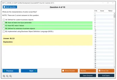 SAP C_C4H460_04 SAP Certified Development AssociateSAP Cloud for Customer 2011 Practice test exam simulator test engine exam Prep practice test questions answers Image 4