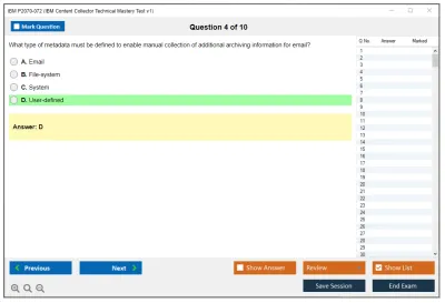 IBM P2070-072 IBM Content Collector Technical Mastery Test v1 Practice test exam simulator test engine exam Prep practice test questions answers Image 4