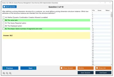Oracle 1z0-1059-20 Oracle Revenue Management Cloud Service 2020 Implementation Essentials Practice test exam simulator test engine exam Prep practice test questions answers Image 3