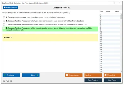 Blue Prism ATA02 Designing a Blue Prism (Version 6.0) Environment Practice test exam simulator test engine exam Prep practice test questions answers Image 10
