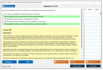 Oracle 1z0-1084-22 Oracle Cloud Infrastructure 2022 Developer Professional Practice test exam simulator test engine exam Prep practice test questions answers Image 3