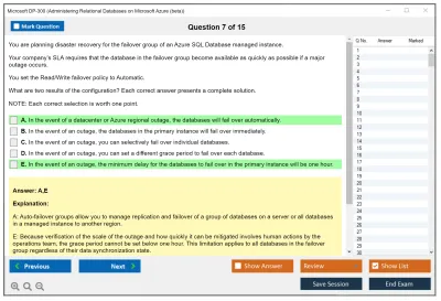 Microsoft DP-300 Administering Relational Databases on Microsoft Azure Practice test exam simulator test engine exam Prep practice test questions answers Image 7