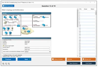 Cisco 300-080 Troubleshooting Cisco IP Telephony &amp; Video v1.0 Practice test exam simulator test engine exam Prep practice test questions answers Image 13