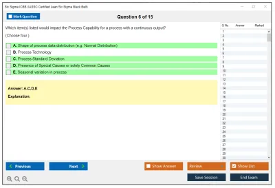 Six Sigma ICBB IASSC Lean Six Sigma – Black Belt Practice test exam simulator test engine exam Prep practice test questions answers Image 6