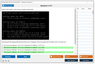 Fortinet NSE7_EFW-6.4 Fortinet NSE 7 - Enterprise Firewall 6.4 Practice test exam simulator test engine exam Prep practice test questions answers Image 2