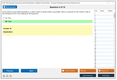 ACFE CFE-Financial-Transactions-and-Fraud-Schemes Certified Fraud Examiner - Financial Transactions and Fraud Schemes Exam Practice test exam simulator test engine exam Prep practice test questions answers Image 4