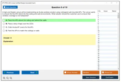 HP HPE6-A66 Aruba Certified Design Associate Exam Practice test exam simulator test engine exam Prep practice test questions answers Image 6