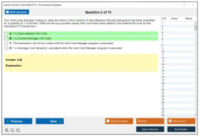Oracle 1z0-520 Oracle EBS R12.1 Purchasing Essentials Practice test exam simulator test engine exam Prep practice test questions answers Image 2